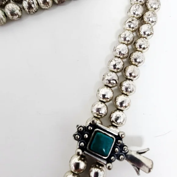 Vintage Sancrest Southwestern Squash Blossom Necklace – Turquoise & Silver Tone - Picture 11 of 16
